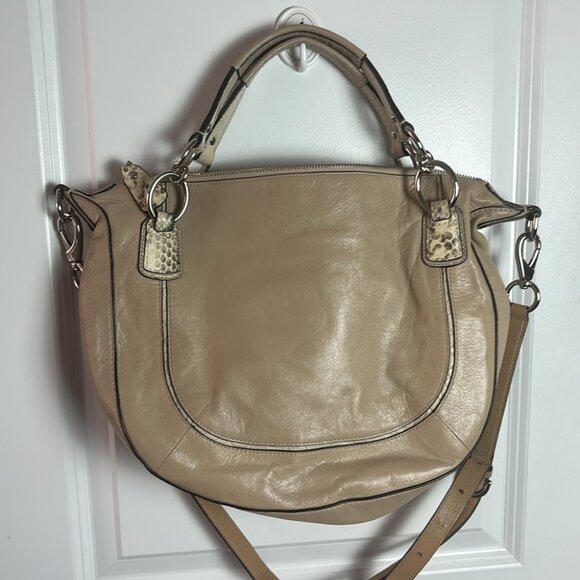 Coach Kristin Beige Leather Snakekin Detail Limited Edition Satchel Shoulder Bag - Picture 6 of 10